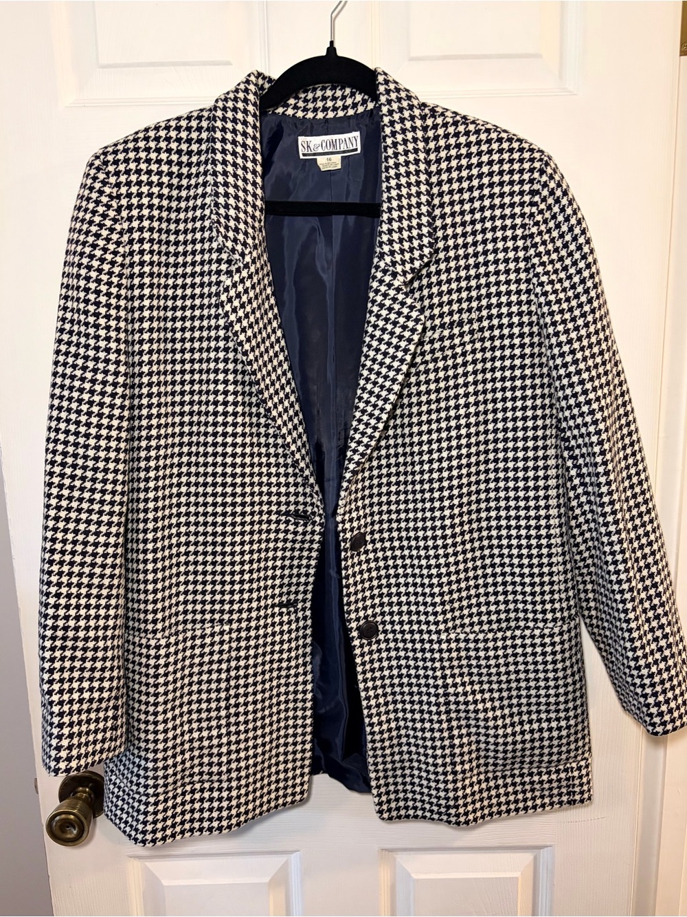 Vintage Sk & Company Houndstooth Blazer in Black and White